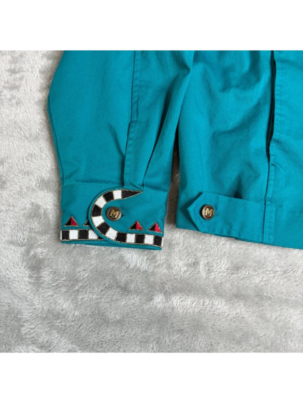 Bob Mackie Wearable Art Teal Embroidered Jacket Western Style XL - Picture 6 of 9